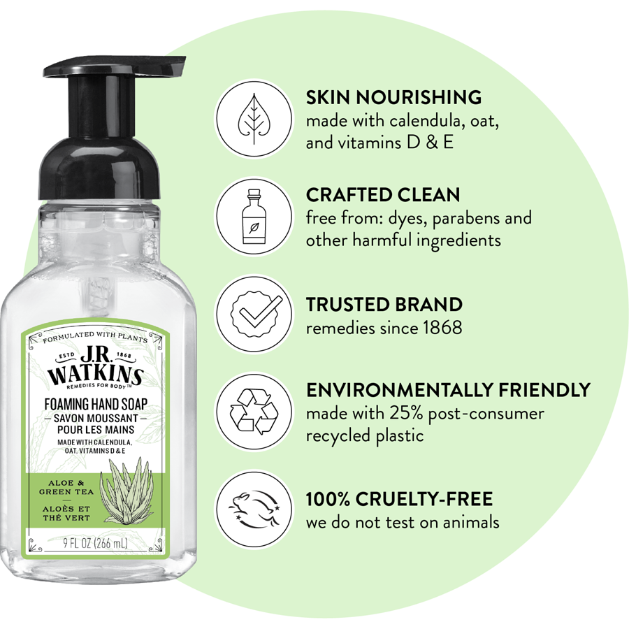 Foaming Hand Soap Aloe and Green Tea / 芦荟绿茶 泡沫洗手液 - crescentpharmacy.ca