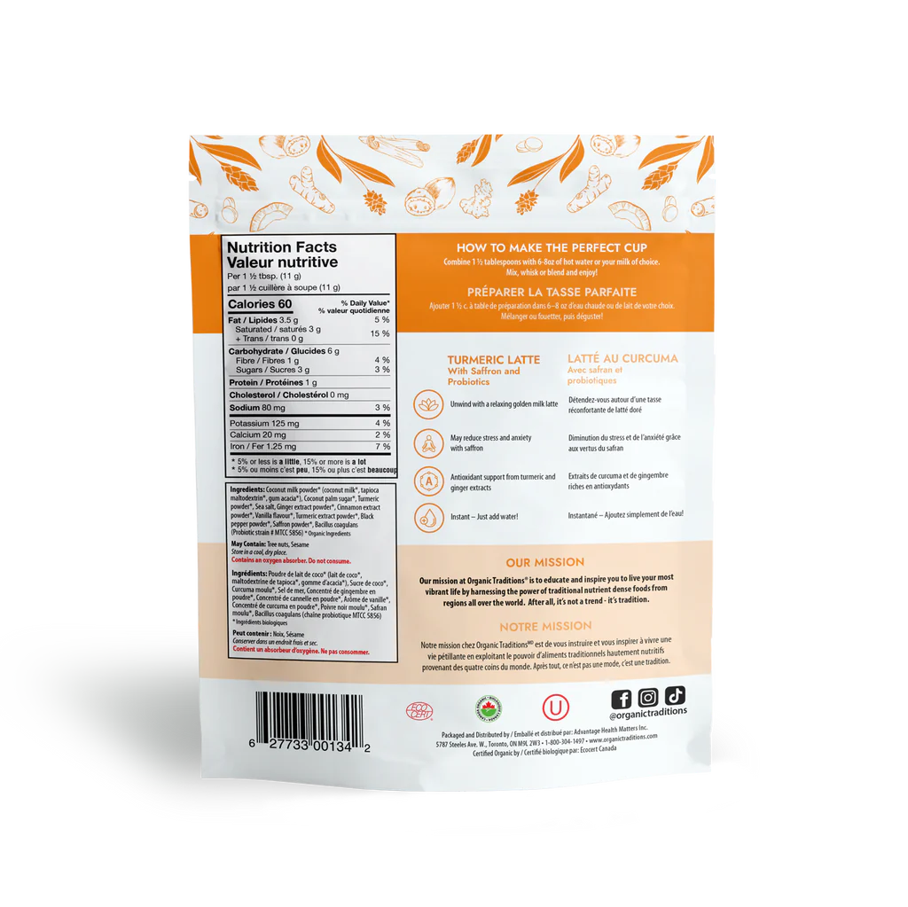 Organic Turmeric Latte with Probiotics / 有机 姜黄拿铁 配益生菌 - crescentpharmacy.ca