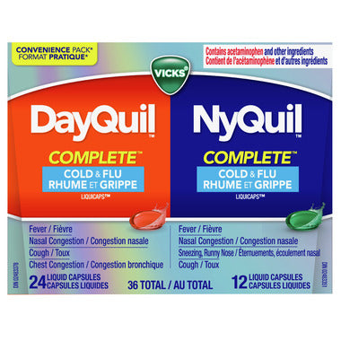 DayQuil NyQuil Complete Cold & Flu LiquiCaps Convenience Pack / 全效 感冒流感 液体胶囊 便捷装 - crescentpharmacy.ca
