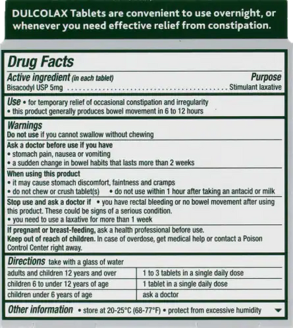 DulcoLax® Tablets / 泻药片 - crescentpharmacy.ca