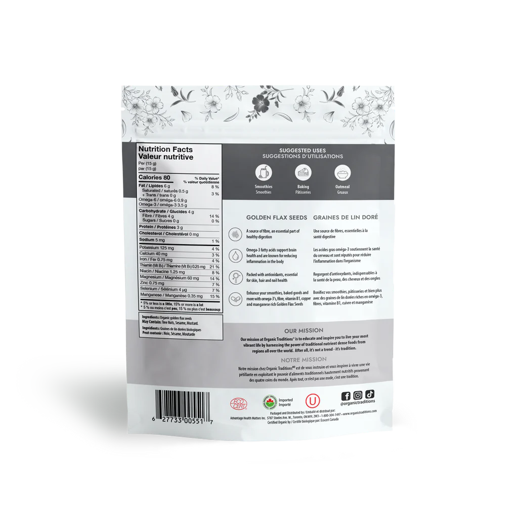 Organic Golden Flax Seeds / 有机 金色亚麻籽 - crescentpharmacy.ca