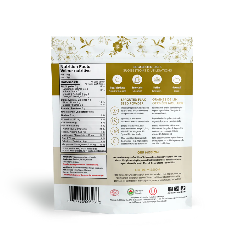Organic Sprouted Flax Powder / 有机 发芽 亚麻籽粉 - crescentpharmacy.ca