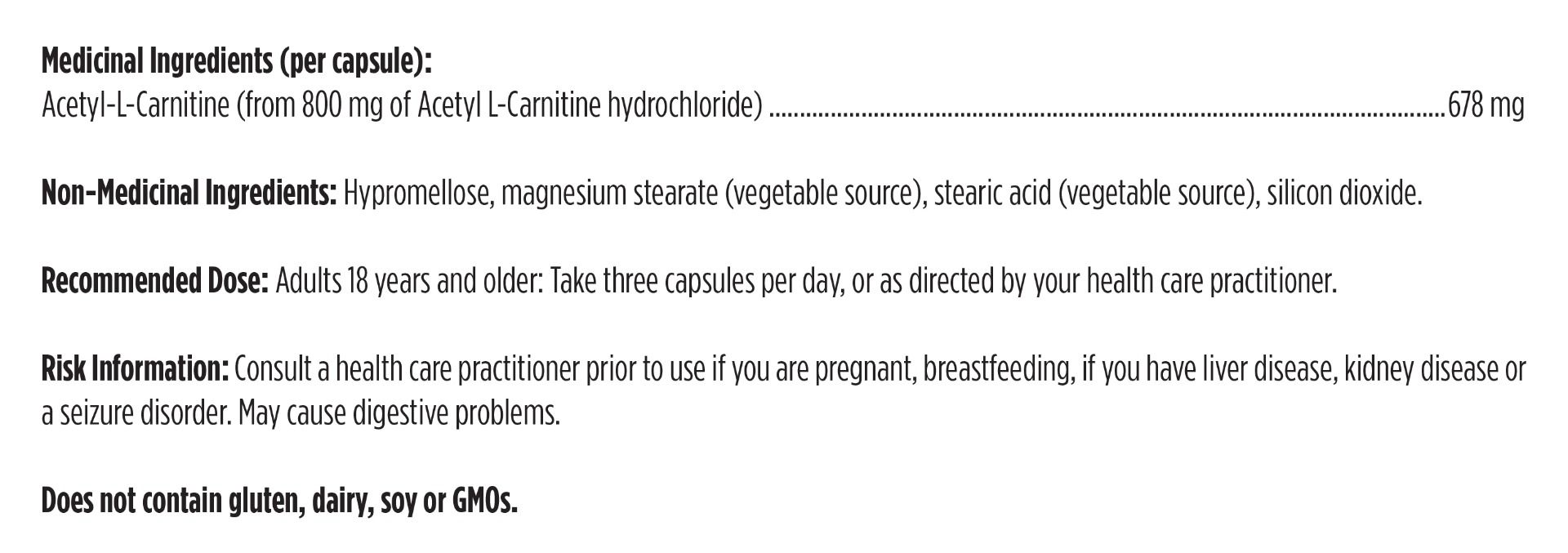 Acetyl L-Carnitine / 乙酰左旋肉碱 - crescentpharmacy.ca